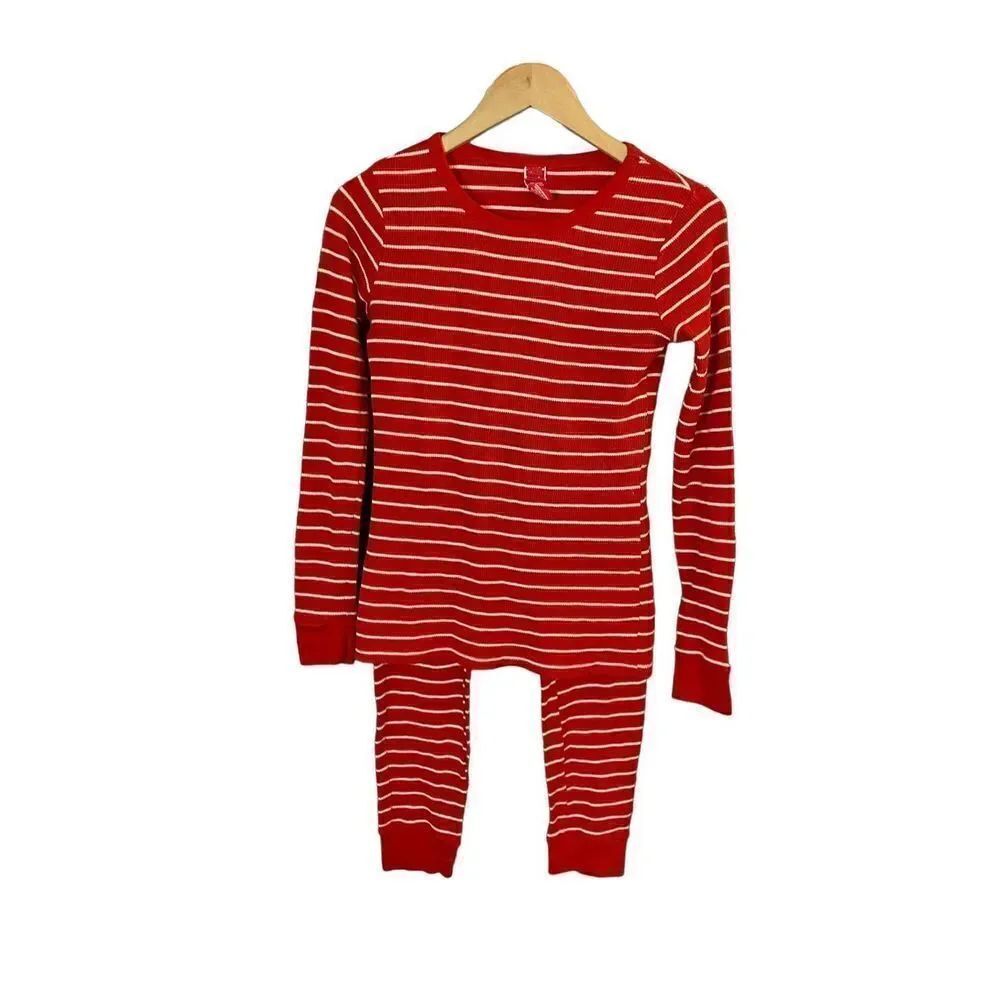 Target women’s 2 piece, red white striped/Christmas holiday pajamas size SM 